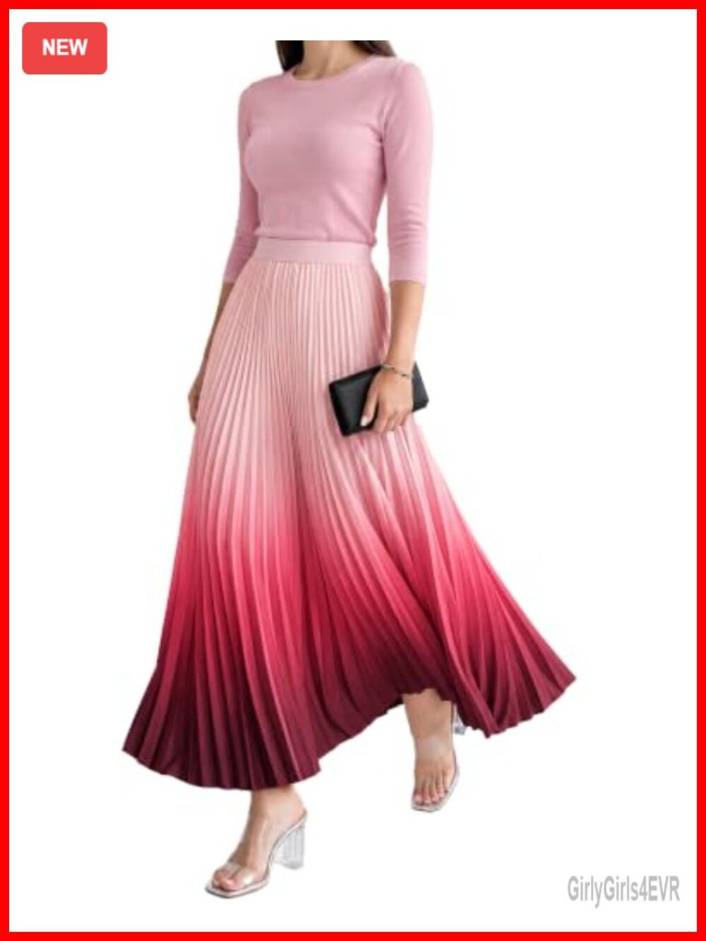 Women Pleated Maxi Skirt A-Line Ankle Length Flowy Stretch Lined